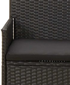 4 pcs conjunto lounge de jardim c/ almofadões vime PE preto