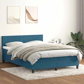 vidaXL Cama box spring c/ colchão e LED 160x210 cm veludo azul escuro