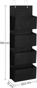 Armazenamento para guarda roupa suspenso que poupa espaço 33,5 x 12 x 100 cm, preto