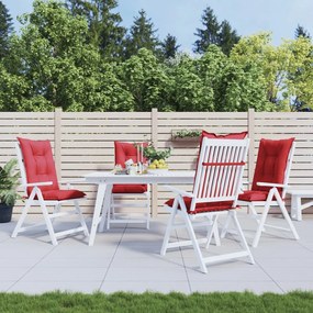 vidaXL Almofadões cadeiras altas de jardim 4 pcs tecido vermelho tinto