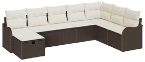 Conjunto de Sofá para Jardim de 8 Peças com Almofadas em Vime Poliéste