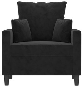 Poltrona Cinha - Cor Preto - 78x77x80 cm - Em Veludo e Estrutura em Me