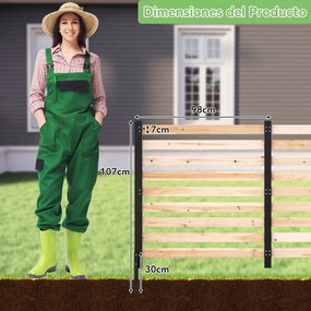 Conjunto de 3 Painéis de Vedação de Jardim, 98 x 107 cm, Instalação sem Escavação, Natural