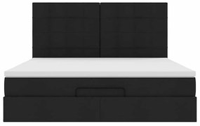 Estrutura de cama otomana com colchão 160x200 cm tecido preto