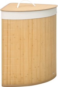 HOMCOM Cesto de Roupa de Bambu Capacidade de 55L Cesto para Roupa Suja com Tampa e Bolsa Amovível 38x38x57cm Madeira | Aosom Portugal