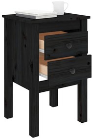 Mesas de cabeceira 2 pcs 40x35x61,5 cm pinho maciço preto