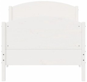 Estrutura de cama com cabeceira 90x190 cm pinho maciço branco