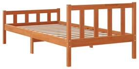 Estrutura cama c/ cabeceira 90x190 cm pinho maciço castanho-mel