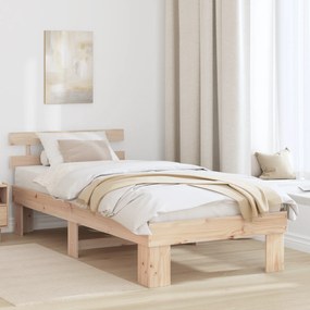 Estrado de Cama com Cabeceira 90x200 cm Madeira Maciça Pinho