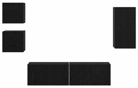 Conjunto de móvel de TV 5 pcs Carvalho preto Madeira processada