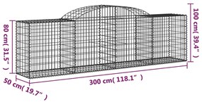 Cestos gabião arqueados 6 pcs 300x50x80/100cm ferro galvanizado
