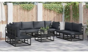 Conjunto de Sofá de Jardim 9 pcs Preto 70 x 70 x 32 cm Alumínio