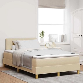 vidaXL Cama Box Spring LED com colchão Creme 120 x 200 cm tecido
