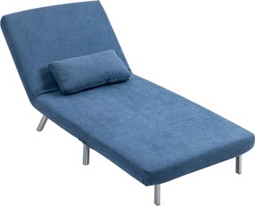 Poltrona convertível de 1 lugar, poltrona-cama clic-clac 3 em 1 com encosto ajustável, almofada, assento largo, azul