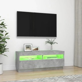 Móvel de TV com luzes LED 100x35x40 cm cinzento cimento