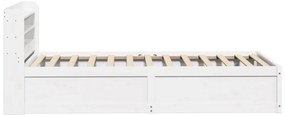 Estrutura de cama com cabeceira 90x200 cm pinho maciço branco