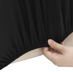 Capa para sofá de 3 lugares elástica jersey de poliéster preto