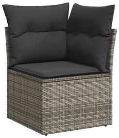 14 pcs conjunto sofás p/ jardim c/ almofadões vime PE cinzento
