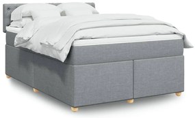 vidaXL Cama com molas/colchão 140x200 cm tecido cinzento-claro