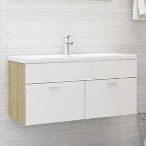 vidaXL Armário lavatório derivados de madeira branco/carvalho sonoma