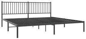 Estrutura de cama com cabeceira 200x200 cm metal preto