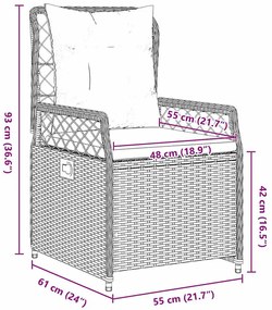 Conjunto de Jantar de Jardim 3 Peças Bege em Rattan Sintético