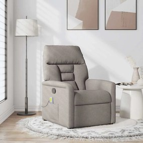 Poltrona de massagens reclinável tecido cinzento-acastanhado