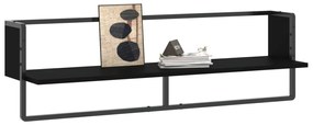 Prateleira de parede com barra 100x25x30 cm preto