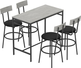 HOMCOM Conjunto mesa alta com bancos, mesa alta e 4 bancos, estrutura em aço, 110 x 55 x 90 cm, branco | Aosom Portugal