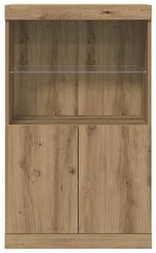 Sideboard vidaXL com luzes LED Carvalho Artesanal 60x37x100 cm