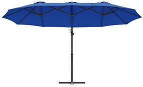 Guarda-sol cantilever de jardim azul ciano 372 x 198 x 253 cm