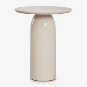Mesa Auxiliar Redonda Ø45 Cm Em Cimento Layana Tapioca Bege Brilhante - Sklum
