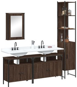 vidaXL 4 pcs conj. móveis WC derivados madeira cor carvalho castanho