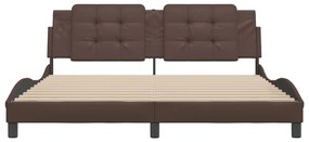 Estrutura cama c/ cabeceira 180x200cm couro artificial castanho