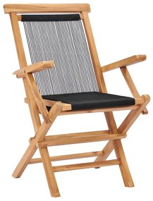 Cadeiras de jardim dobráveis 2 pcs madeira teca maciça e corda