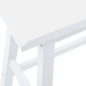 Bancos de bar 2 pcs madeira de seringueira maciça branco