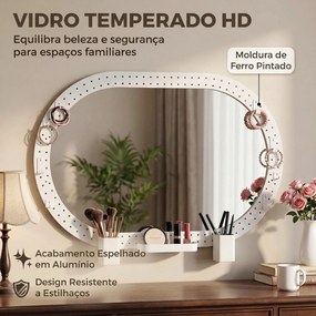 Espelho de Parede Decorativo com Painel Perfurado 90x60 cm para Sala e Quarto Branco