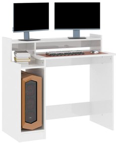 Secretária c/ LED 97x45x90cm derivados madeira branco brilhante