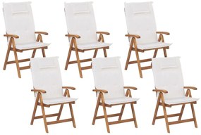 Conjunto de 6 cadeiras de jardim com almofadas creme JAVA Beliani