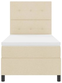 Cama Box da com colchão e luz LED - Creme 100 x 200 cm, tecido