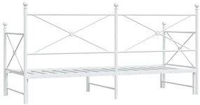 Cama de dia com gavetão sem colchão 90x190 cm aço branco