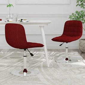 vidaXL Cadeiras de jantar giratórias 2 pcs tecido vermelho tinto