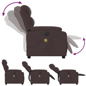 Poltrona reclinável massagens elétrica tecido castanho-escuro