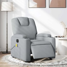 Poltrona de massagens reclinável elétrica tecido cinzento-claro