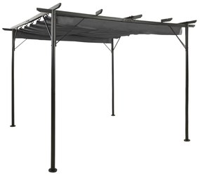vidaXL Pérgola com toldo retrátil 3x3 m 180 g/m² aço antracite