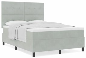 Cama Box com Colchão vidaXL Cinza Claro 160x200 cm Veludo