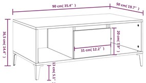 Mesa de centro 90x50x36,5cm derivados madeira carvalho castanho