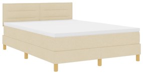 Cama Box Spring com Colchão Creme 140x190 cm Tecido