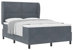 Cama Box com Colchão Cinza Escuro 160x200 cm em Veludo
