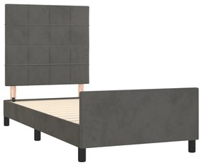 Estrutura de cama c/ cabeceira 100x200cm veludo cinzento-escuro